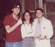 Greg Caton and Kevin Trudeau with 'friend' -- Mardi Gras, New Orleans, 1987